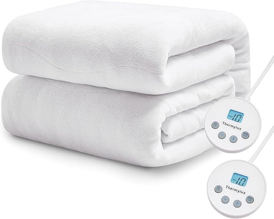 Electric Mattress Pad Queen Size Quilted Wave 10 Heat Settings & Dual Control with 12 Hour Auto Off,Deep Pocket Fits up to 18",Coral Fleece Bed Warmer,ETL Certified Machine Washable,60"x80"