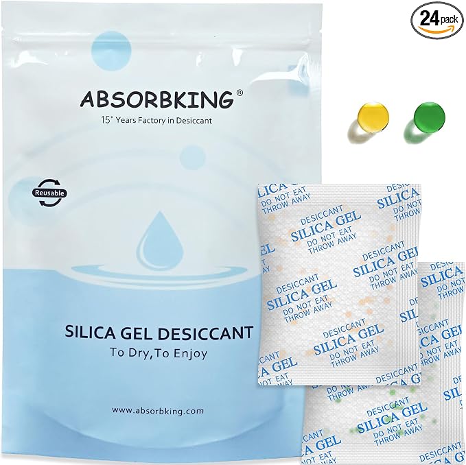 Absorbking Pet Food Desiccant Bag for Most Smart Feeders, 24 Packs Replaced Desiccant Bags with Color Indicating for Automatic Cat Dog Feeder, Desiccant Bag Replacement