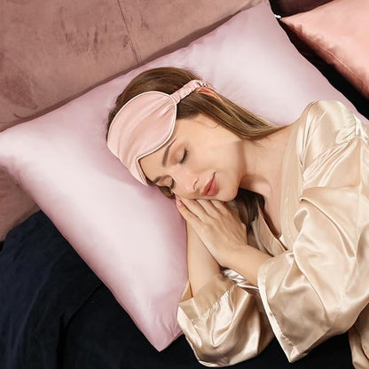 Adubor Silk Pillowcase for Hair and Skin with Hidden Zipper, Both Sides 23 Momme Silk Pillow Case, 20x26inch, Standard Size,Pink, 2PCS