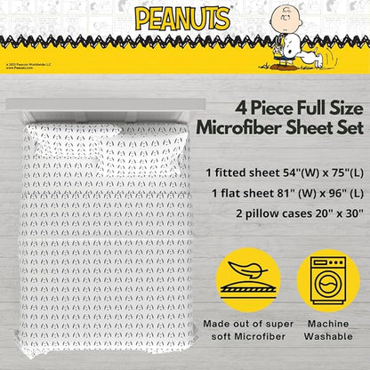 Collectibles Peanuts Snoopy Bedding Super Soft Cozy Microfiber 4 Piece Full Sheet Set, (Officially Licensed Product) By Franco