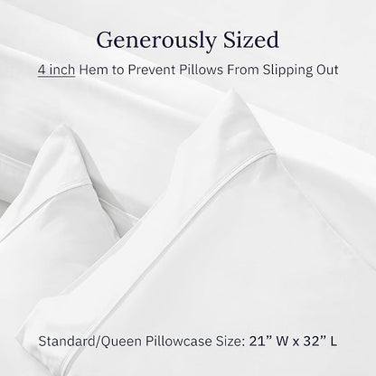 California Design Den Standard Queen Size Pillowcase Set - 400 Thread Count, 100% Cotton Sateen, Set of 2 Pillow Covers, Soft and Breathable - Antique White