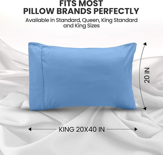 Utopia Bedding Pillow Cases King Size 2-Pack – Soft Brushed Microfiber – Envelope Closure – Perfect for Hospitals, Hotels, Guest Rooms – Oeko-TEX Certified, 20x40 Inches (Dutch Blue)