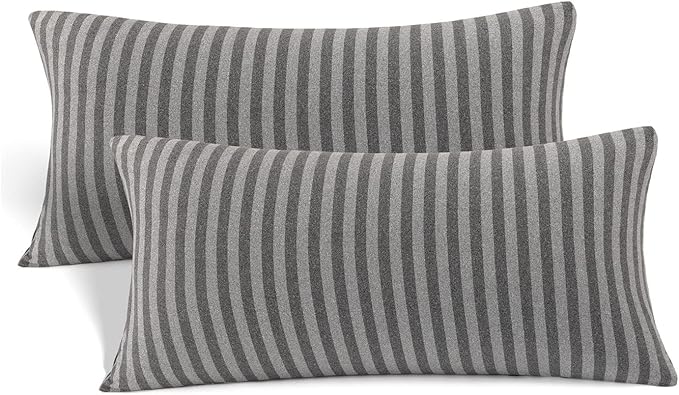 Jersey Knit Small Pillowcases - Mini Pillow Cases for Travel or Toddler Pillows Sized 12x16, 13x18 or 14x20, Ultra Soft Envelope, Microfiber, Set of 2, Gray/Black