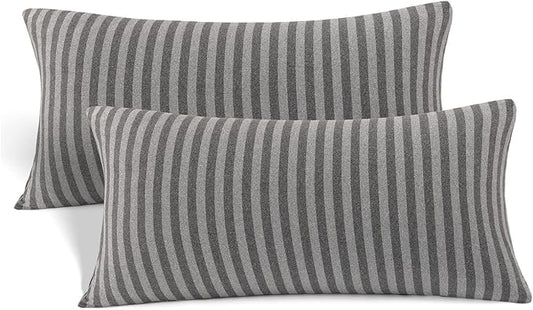 Jersey Knit Small Pillowcases - Mini Pillow Cases for Travel or Toddler Pillows Sized 12x16, 13x18 or 14x20, Ultra Soft Envelope, Microfiber, Set of 2, Gray/Black