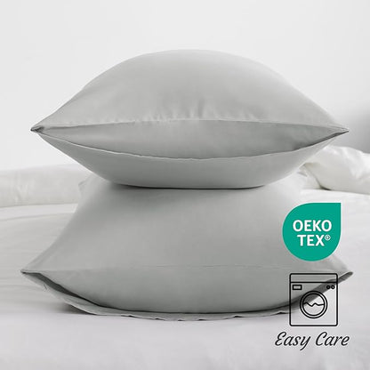 NTBAY Queen Pillow Cases Set of 2, 2 Pack Brushed Microfiber 20x30 Pillow Cases, Soft, Wrinkle, Fade, Stain Resistant Light Grey Pillow Cases with Envelope Closure, 20x30 Inches, Light Grey