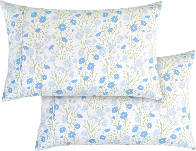 Elegant Comfort Softest and Coziest 6-Piece Sheet Set - 1500 Premium Hotel Quality Microfiber - Deep Pocket, Wrinkle Resistant 6-Piece Floral Bed Sheet Set, California King, Laurel Blue