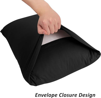 Stretch Pillowcases Standard Size 2 Pack - Micro Jersey Knit & Ultra Soft - Set of 2 Pillow Cases, Black