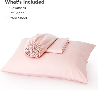 Bedsure Cooling Sheets Twin XL, Rayon Derived from Bamboo, PureWoven, Breathable & Soft Twin XL Sheet Sets, Deep Pocket Up to 16 Inches, Hotel Luxury Silky Dorm Bedding for Hot Sleepers, Pink