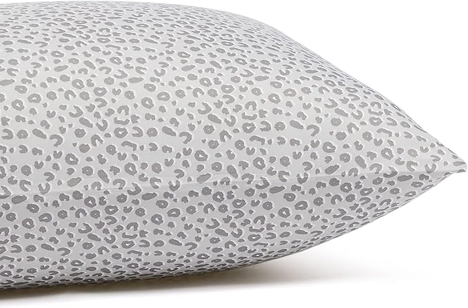 Amazon Basics Lightweight Breathable Super Soft Microfiber 4-Piece Bed Sheet Set, Wrinkle Resistant with 14-inch Deep Pockets, Queen, Gray Cheetah, Printed