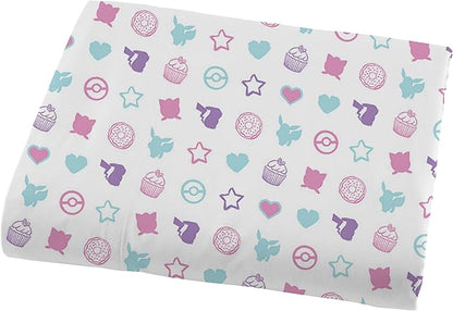 NORTHWEST Pokemon Full Sized Bed in a Bag Set, Pikachu Eevee, Anime Bedding for Girls Boys, Light and Sweet