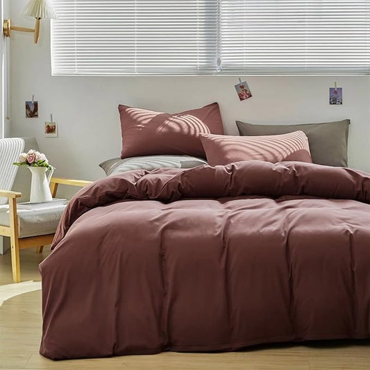 Houseri Brick Red Comforter Set King Brick Color Dark Purple Bedding Sets King Size Women Plum Vintage Comforter Blackish Red Bedding Men Soft Aubergine Comforter Brown Red Bed Quilt Blanket King