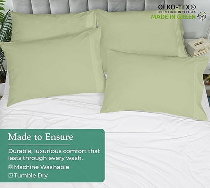 Royale Linens Standard Pillowcase Set of 2 - Bed Pillow Cover - 20"x26" - Sage Green Pillowcases - 1800 Brushed Microfiber, Wrinkle & Fade Resistant - Soft & Cozy- Standard Size Pillow Case (STD,Sage)
