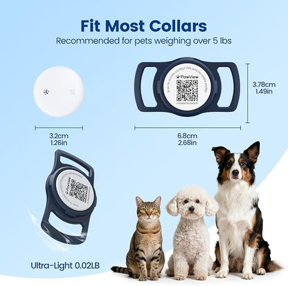 Smart Dog Tracker for Collar, for iOS & Android, Pet Location Tracker with Holder, No Monthly Fee, Real-Time Location Updates, IPX6 Waterproof, 365 Days Battery Life, GPS Dog Tracker, Blue