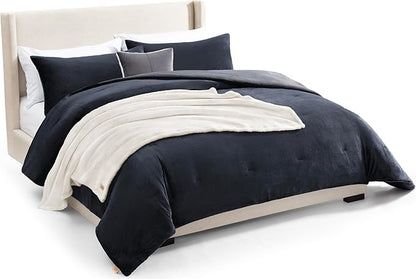 UGG Remina Comforter Set 5 Piece Bed in a Bag with Throw Blanket, Decorative Pillow, Shams, and Reversible Comforter Hypoallergenic Washable Luxury Plush Warm Plush Fluffy Bedding Set, King, Navy Blue