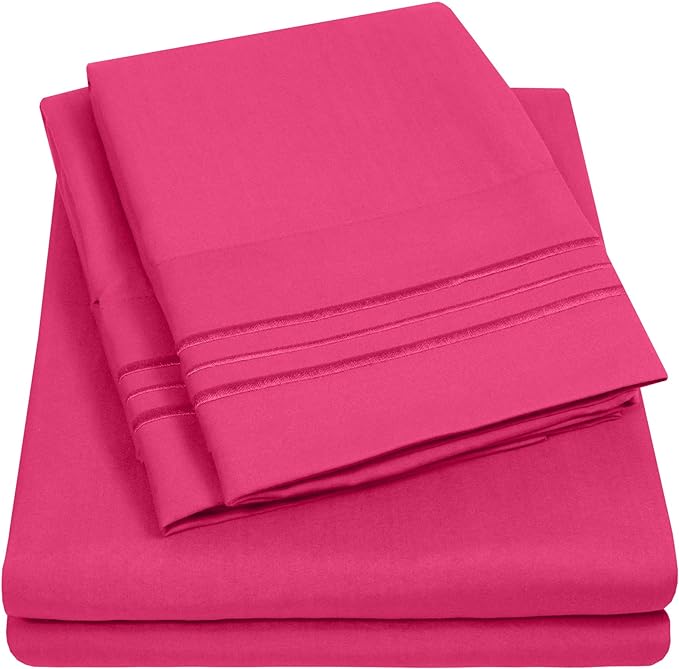 1500 Supreme Collection California King Sheet Sets Fuschia - Luxury Hotel Bed Sheets and Pillowcase Set for California King Mattress - Extra Soft, Elastic Corner Straps, Deep Pocket Sheets Fuschia