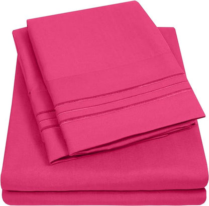 1500 Supreme Collection California King Sheet Sets Fuschia - Luxury Hotel Bed Sheets and Pillowcase Set for California King Mattress - Extra Soft, Elastic Corner Straps, Deep Pocket Sheets Fuschia