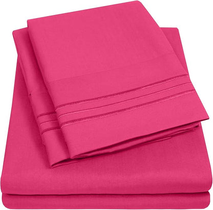 1500 Supreme Collection King Sheet Sets Fuschia - Luxury Hotel Bed Sheets and Pillowcase Set for King Mattress - Extra Soft, Elastic Corner Straps, Deep Pocket Sheets, King Fuschia
