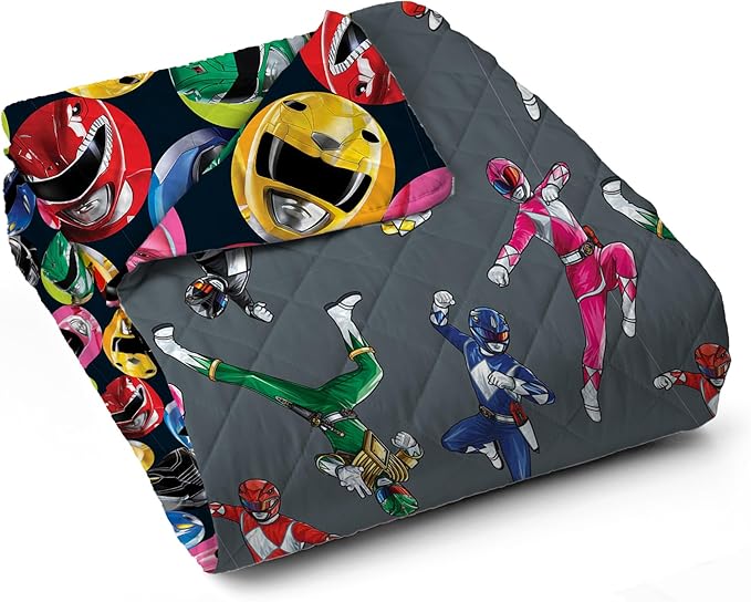 Northwest Power Rangers Rangers Go Twin Quilted Blanket, Comfy Throw, Adults Boys Girls, Soft Lightweight Bedding for Bed, or Couch, 60 x 90 inches