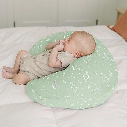 Konssy 2 Pack Nursing Pillow Covers, Stretchy and Soft Nursing Cover for Breastfeeding Pillows, Pillow Slipcover for Baby Girls Boys Newborn (Dino Jungle, Sage)