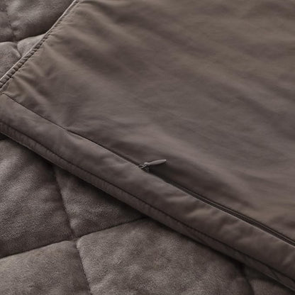 KASENTEX Greek Velvet Twin Quilt Set, 3× Softer Luxe Sheen, 100% Cotton Backing, 150GSM Down-Alternative Fill, Expanded 68×90" Coverage for Fuller Side Drape (1 Quilt + 1 Pillow Shams), Fossil