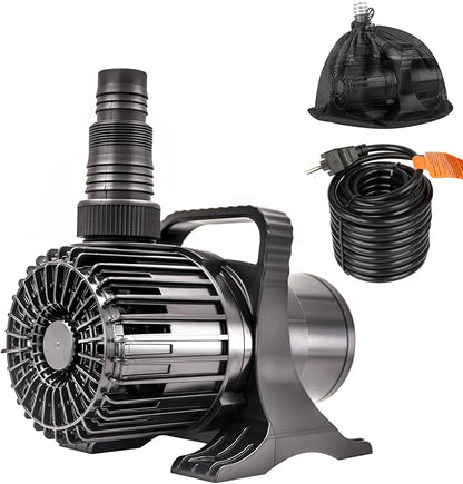 6900 GPH 320W IPX8 Submersible Pond Waterfall Pump | 32.8FT long power cord, smart quiet fountain pump for Koi fish, garden yard patio duck outdoor, with barrier filter bag