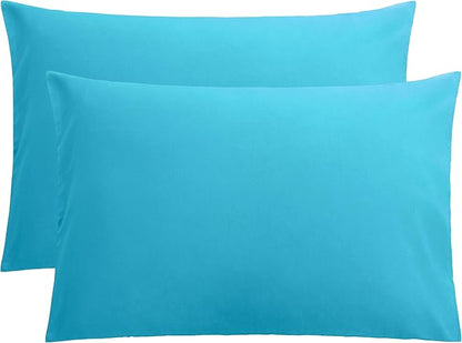 FLXXIE Pillow Cases Queen, Soft Microfiber Pillow Covers with Envelope Closure, Wrinkle Resistant Pillowcases, 2 Piece Set, 20x30, Blue
