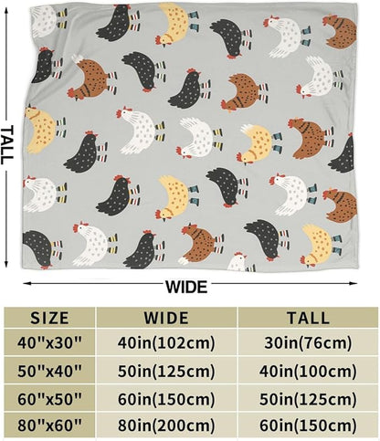 Chicken Blanket Super Soft Warm Fluffy Fleece Flannel Hen Animal Throw Blanket Cozy Fuzzy Plush Stuff Bedding Blankets Gifts for Women Kids Boys Girls Adults 60"X50"