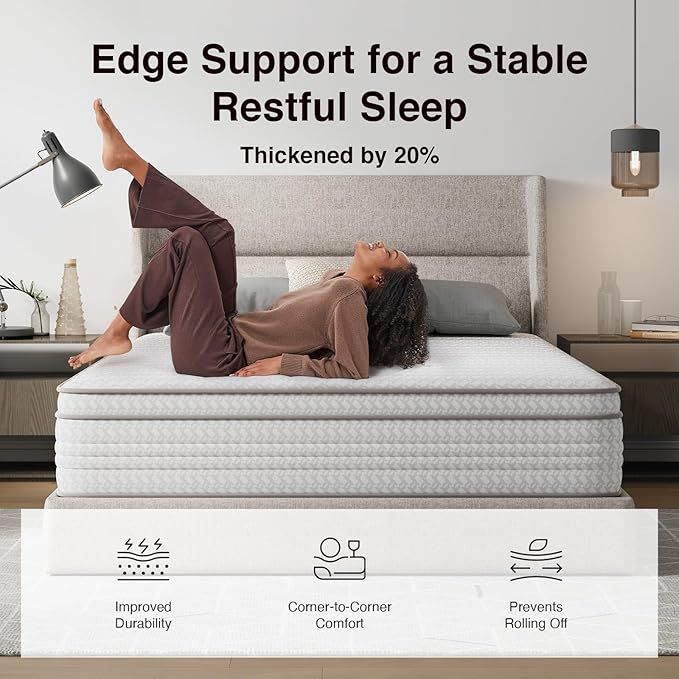 Novilla Full Size Mattress, 14 Inch Full Mattresses in a Box with Smarts™ Pocket Coil for Pressure Relief, Medium Plush Foam and Spring Hybrid Colchones with CertiPUR-US Certified