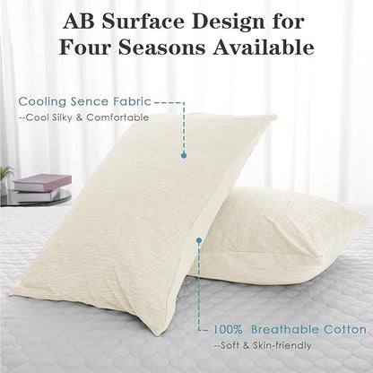 CHOSHOME Cooling Pillow Cases Zipper Pillow Covers Q-Max > 0.45 Zippered Pillowcases for Hot Sleepers, Soft, Breathable, Skin-Friendly, 4 Pack (Standard, 20"x26", Beige)