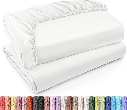 Utopia Bedding Queen Fitted Sheets - Bulk Pack of 2 Bottom Sheets - Soft Brushed Microfiber - Deep Pockets - Shrinkage & Fade Resistant - Easy Care (White)