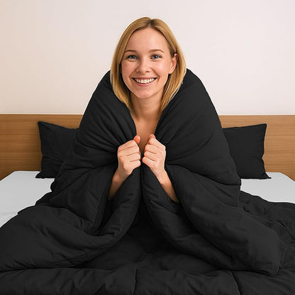 Pure Bedding Duvet Cover Queen Size - 3 Pieces Extra Soft Bedding Set, Includes 1 Duvet Cover 90x90 Inches with Zipper Closure & 2 Pillow Shams, Comforter Not Included, Black