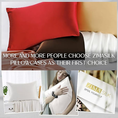 ZIMASILK 100% Pure Mulberry Silk Pillowcase for Hair and Skin,with Hidden Zipper,Both Side 19 Momme Silk, 1pc (Body 20"x54", White)