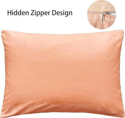 iMaylex Soft 100% Egyptian Cotton Zipper Closure Pillowcases, Cozy and Lightweight Pillow Case, Set of 2, Light Pink, King, 20" x 36"