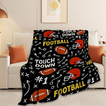 American Football Blanket Super Soft Warm Fluffy Fleece Flannel Ball Sports Throw Blanket Cozy Fuzzy Plush Football Stuff Bedding Blankets Gifts for Teens Boys Kids Women Girls Adults 50"X40"