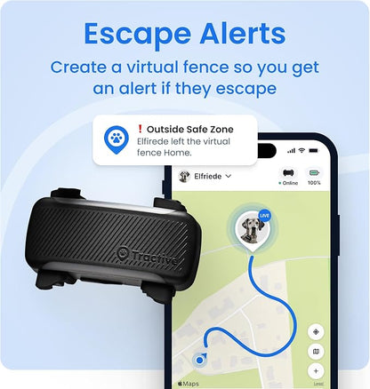 Tractive XL Smart Dog GPS Tracker | Live Pet Tracker with Virtual Fence | Vital Signs Monitoring of Heart & Respiratory Rate | Up to 6-Weeks Battery Life | Dog Collar Attachment (Black)