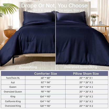 MUXHOMO Oversized King Comforter Sets, All Season Ultra Soft Down Alternative Bedding - 3 Piece Lightweight Bed Set Includes 1 Comforter (120"x98") and 2 Pillow Shams (20"x36"), Navy Blue