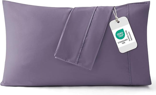 Bedsure Queen Pillow Cases Set of 2 - Grayish Purple Brushed Microfiber Pillowcase 2 Pack, Super Soft and Cozy Pillow Case Covers with Envelope Closure for Kids, Wrinkle, Fade Resistant, 20x30 Inches