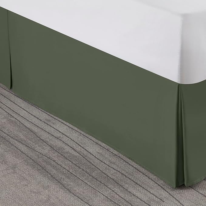 Nestl Olive Green Bed Skirt Queen Size - Queen Bed Skirt 14 Inch Drop - Brushed Microfiber Bed Skirts - Hotel Quality Pleated Bed Skirt - Shrinkage & Fade Resistant