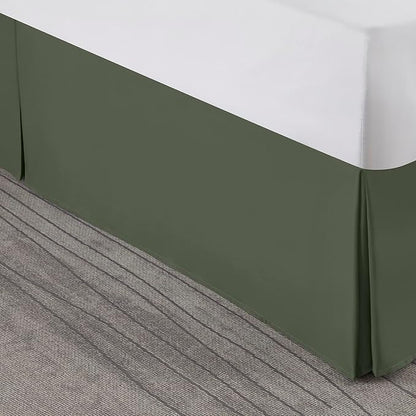 Nestl Olive Green Bed Skirt Queen Size - Queen Bed Skirt 14 Inch Drop - Brushed Microfiber Bed Skirts - Hotel Quality Pleated Bed Skirt - Shrinkage & Fade Resistant
