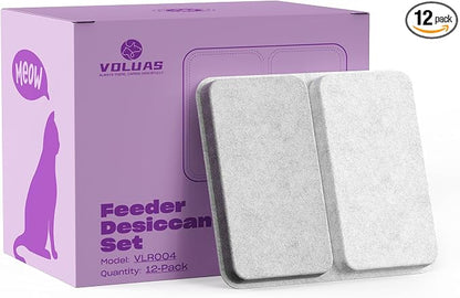 Voluas Pet Food Desiccant Bags for Automatic Feeders 12 Pack | Maintain dry pet food quality with individually sealed silica gel packets for cat dog feeder