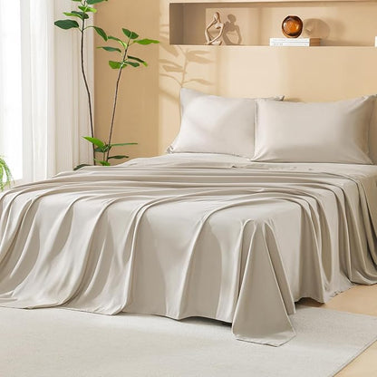 Litanika King Size Comforter Set with Sheets Beige - 7 Pieces Bed in a Bag King Chevron Tufted Boho Luxury Bedding Sets with Comforter, Sheets, Pillowcases & Shams
