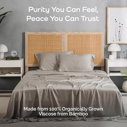 Viscose Bamboo Twin XL Sheets 3PC Set - Extra Long - Cooling Bedding for Hot Sleepers with Moisture Wicking Technology - Silky Soft 16 Inch Deep Pocket, Sand - 38" x 80"