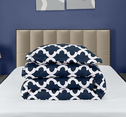 Twin Comforter Set 2 Piece Navy by Utopia Bedding, Printed Comforters Twin Size, Bedding Comforters Sets, Down Alternative Soft Bed Set, 1 Comforter (64 x 88 inches) 1 Pillow Shams (20 x 26 inches)
