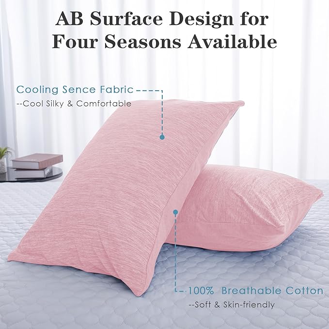 CHOSHOME Cooling Pillow Cases Zipper Pillow Covers Q-Max > 0.45 Zippered Pillowcases for Hot Sleepers, Soft, Breathable, Skin-Friendly, 4 Pack (King, 20"x36", Pink)