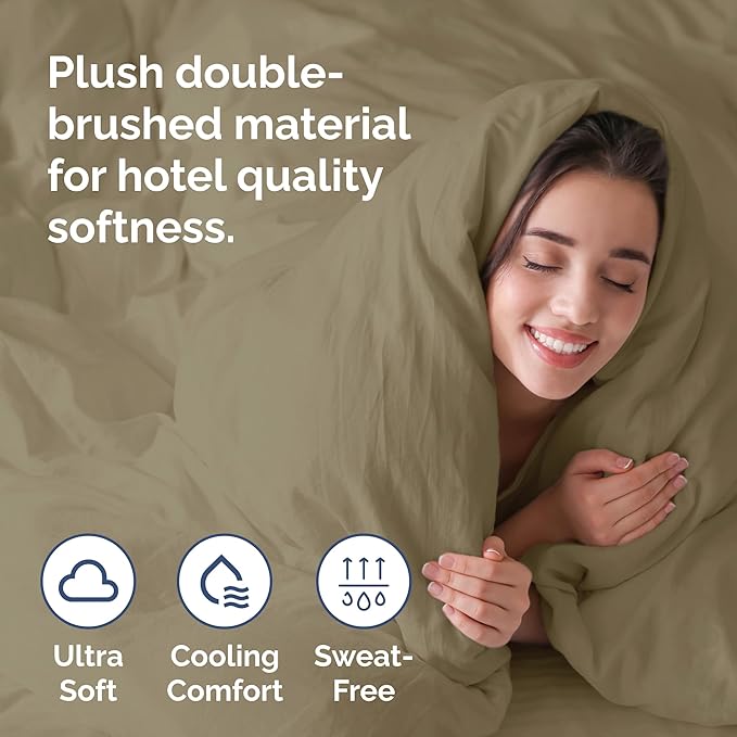 Duvet Cover Cal King Size Set - Extra Soft Cal King Duvet Cover 104" x 98" with 2 Pillow Shams - Hotel Luxury, Easy Care & Fade Free with Zipper Closures & Ties - Comfy, Cozy and Breathable (Khaki)