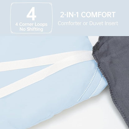MUXHOMO Queen Comforter Set, All Season Ultra Soft Down Alternative Bedding - 3 Piece Lightweight Bed Set Includes 1 Comforter (90"x90") and 2 Pillow Shams (20"x26"), Light Blue