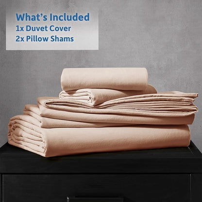 Nestl Khaki Duvet Cover Full Size - Soft Prewashed Full Size Duvet Cover Set, 3 Piece, with Zipper Closure, 1 Duvet Cover 80x90 inches and 2 Pillow Shams