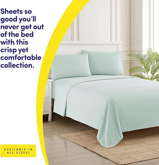 1500 Supreme Collection Full Sheet Sets Mint Green - Luxury Hotel Bed Sheets and Pillowcase Set for Full Mattress - Extra Soft, Elastic Corner Straps, Deep Pocket Sheets, Full Mint Green