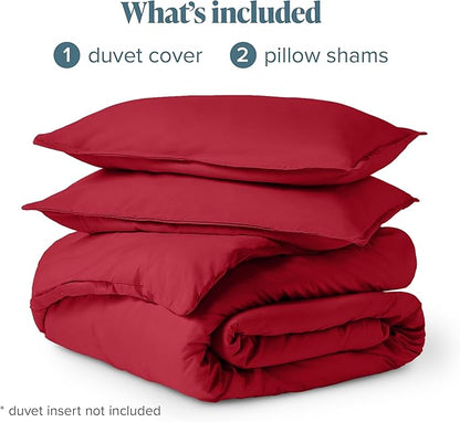 Bare Home Bedding Duvet Cover King Size - Premium 1800 Super Soft Collection - Lightweight, Cooling - Soft Breathable Bedding Duvet Cover (King, Red)