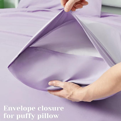 BYSURE 6 Pieces Bed Sheets Set(Queen, Lavender) - Hotel Luxury Super Soft 1800 Thread Count 100% Microfiber Sheets with Deep Pockets, Wrinkle & Fade Resistant